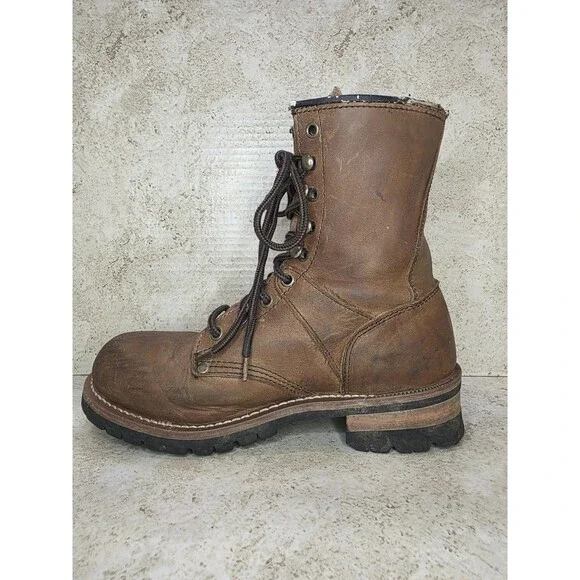 Ad Tec Work Boots Mens Sz 7M Brown Oil Tanned Leather Water Resistant 1427 Shoes - Picture 7 of 15